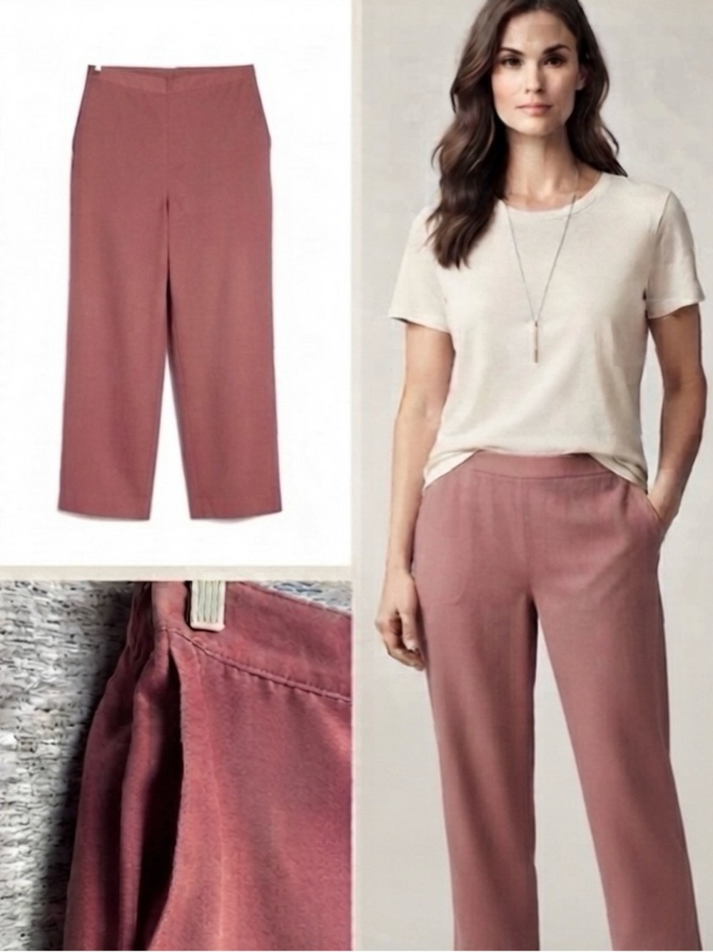 Vintage Wide Leg High Rise Pant Dusty Rose Suede Pull On Soft Girl Pink 12 14 L